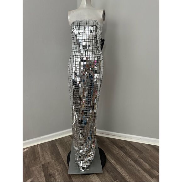 NWT Retrofete Strapless Bodycon Metallic Imani Dress Evening Gown Silver XS - Picture 7 of 17